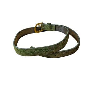 Tabi Suede Leather Belt Womens Size Large Green Vine Print Made In Canada